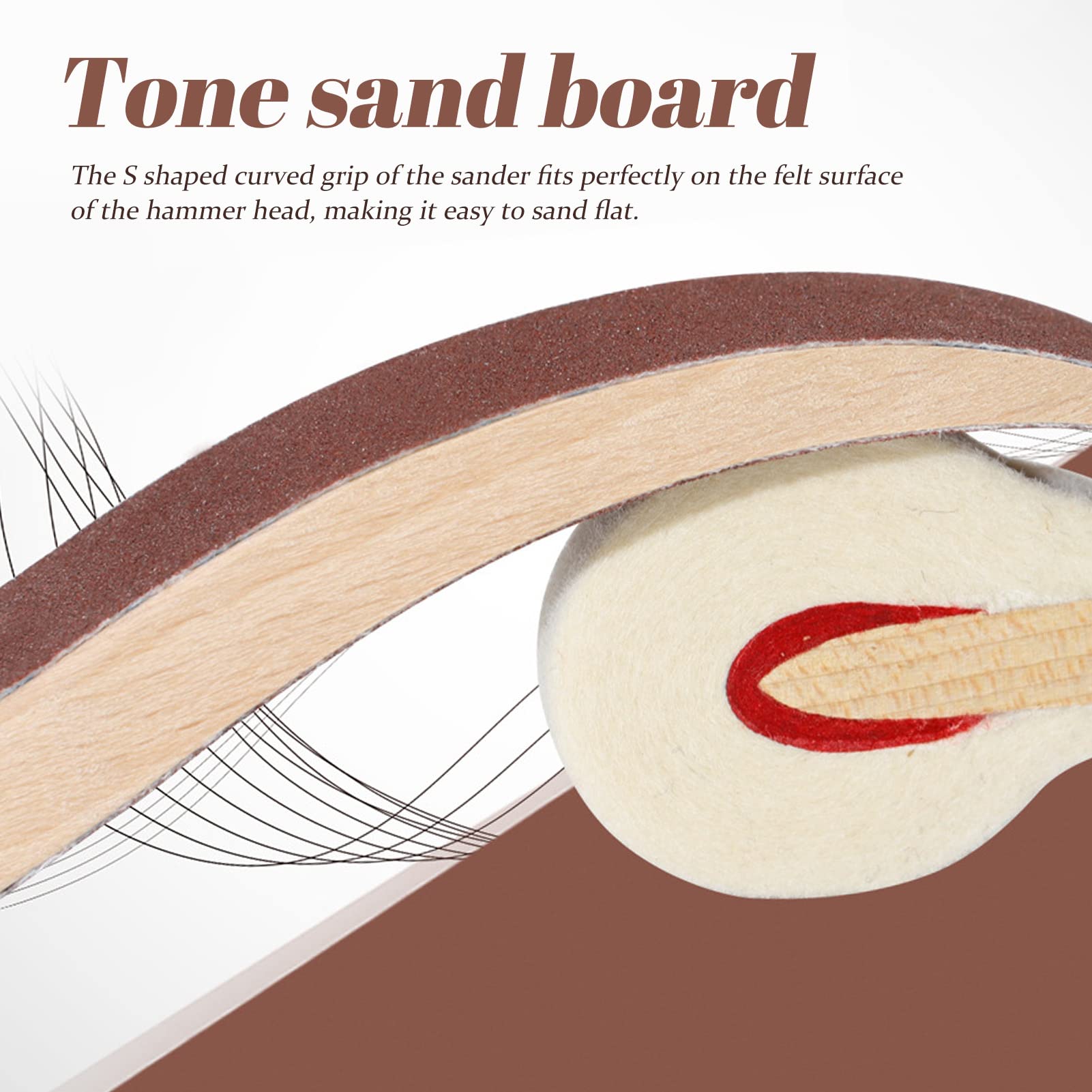 Piano Sanding Board, Piano Hammer Head Sanding Board 1 Pair S Shape Quick Sanding Felt Easy Grip for Repairs - Image 3
