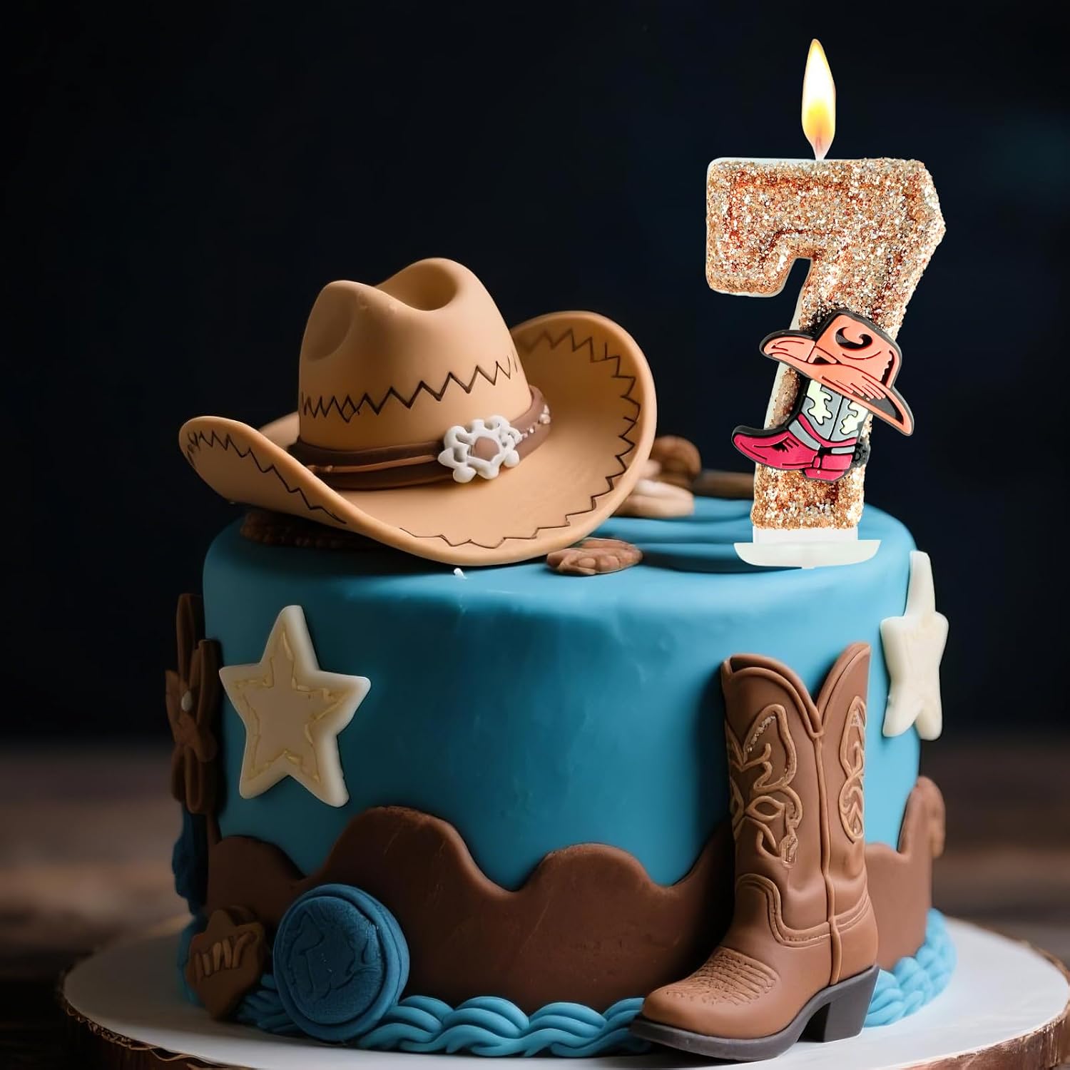Birthday Number Candles for Cake, Cowboy Number 1 Candle, My First Rodeo Cake Decorations for Boy, Cake Topper Cupcake Topper for Western Birthday Party Decorations Supplies Favors