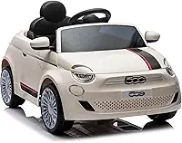 Zippy Toys, Carro Elétrico Infantil Fiat 500 Branco 12V com controle remoto