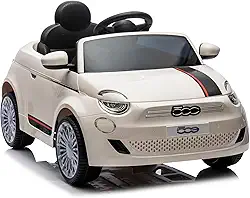 Zippy Toys, Carro Elétrico Infantil Fiat 500 Branco 12V com controle remoto