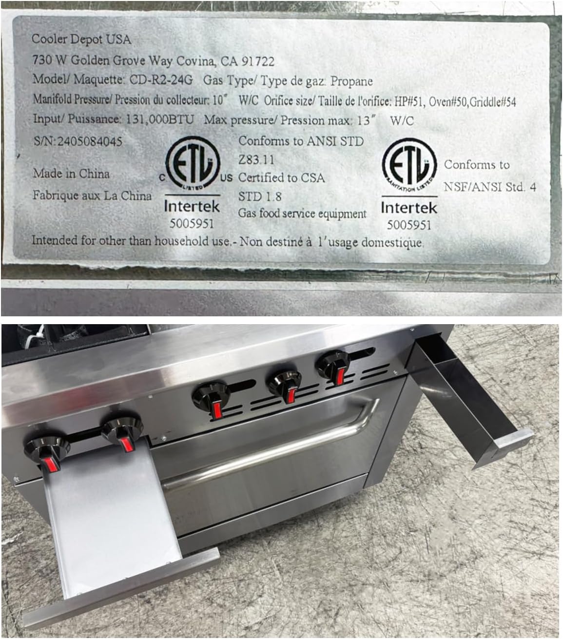 Close-up of control knobs and oven interior