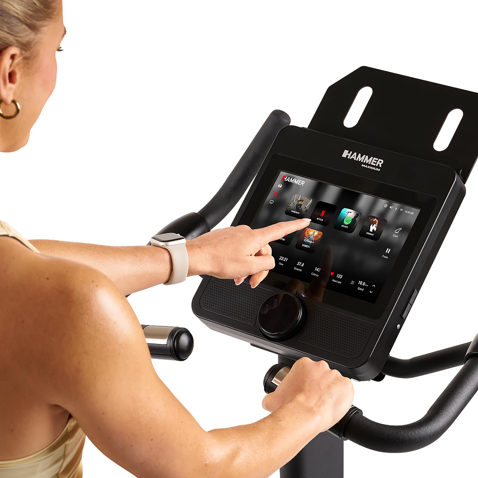 HAMMER Ergometer UB 8000 – leiser Heimtrainer für Zuhause, Apps vorinstalliert Kinomap & Zwift, Touch-Display, 14 kg Schwungmasse, 17 Programme, Hometrainer Fahrrad bis 150 kg