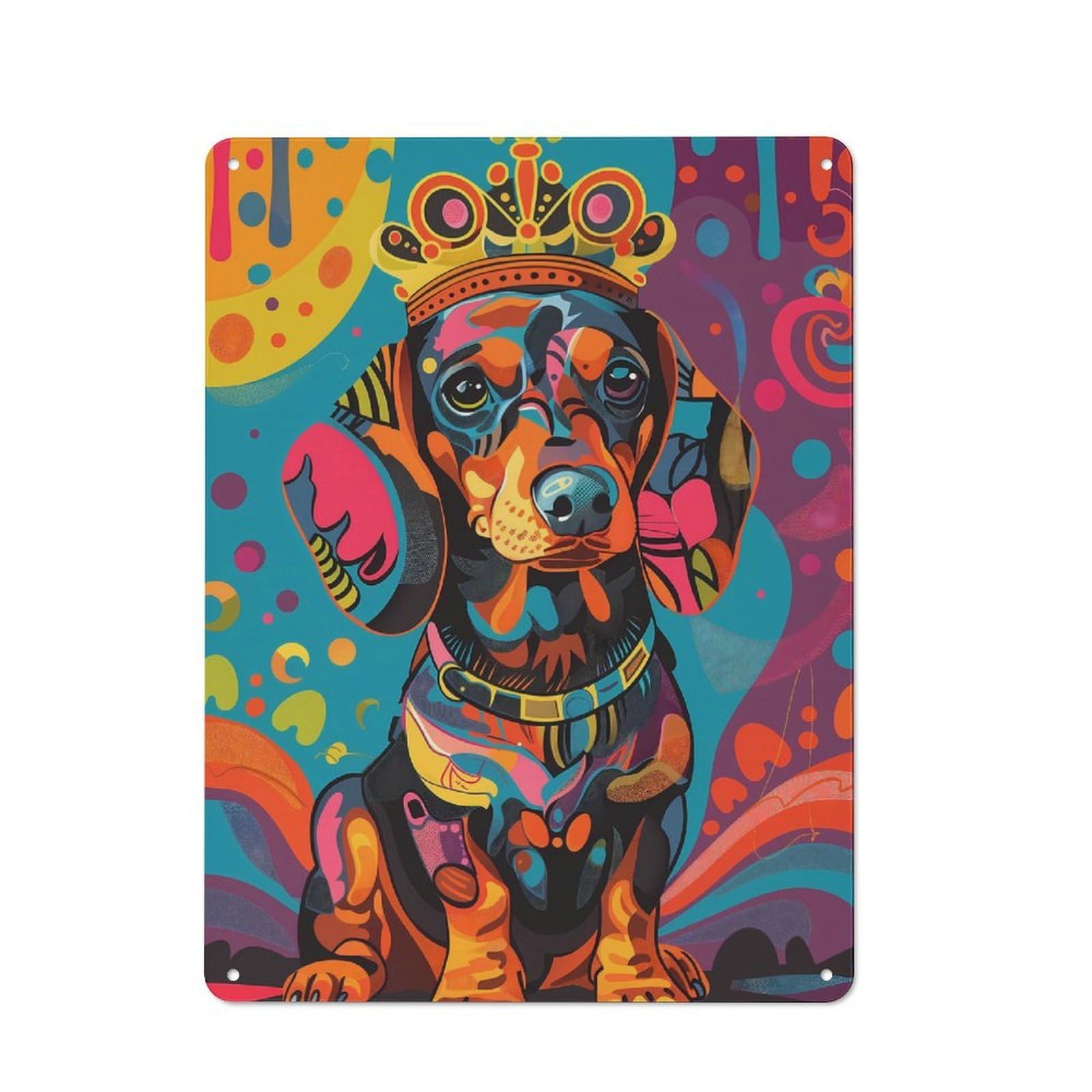 Junmoney Royal Dachshund Retro Tin Wall Plaque 40X30cm For Dining Room Or Kitchen, For Home Decor Collectors