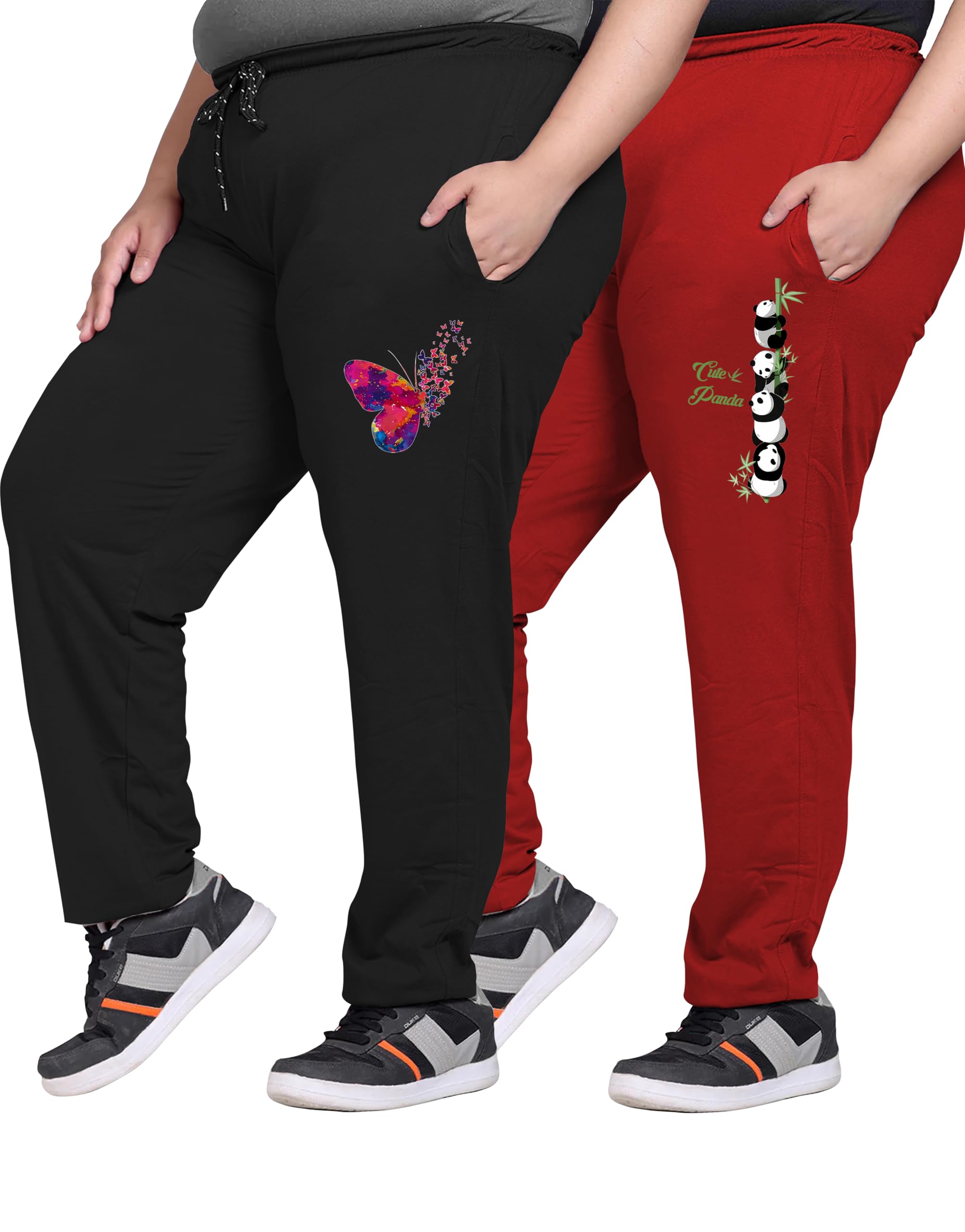elite soul Womens Cotton Track Pants (Pack of 2) | Graphic Print Plus Size Bottomwear | Regular Fit for Casuals, Gym & Travel| XL, 2XL, 3XL, 4XL, 5XL-picture-21