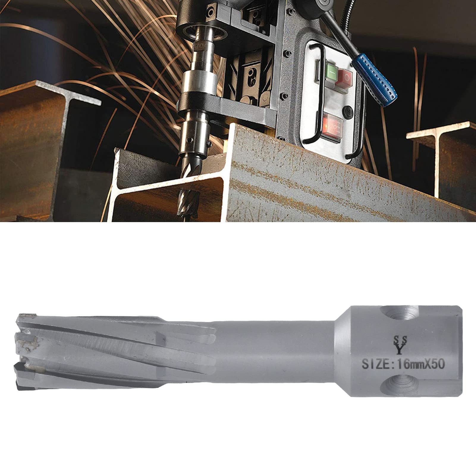 Annular Cutter 50mm Mag Drill Bits Portable Magnetic Drill 40CR Annular Core Drill Bit Carbide Slugger Bits (16mm)