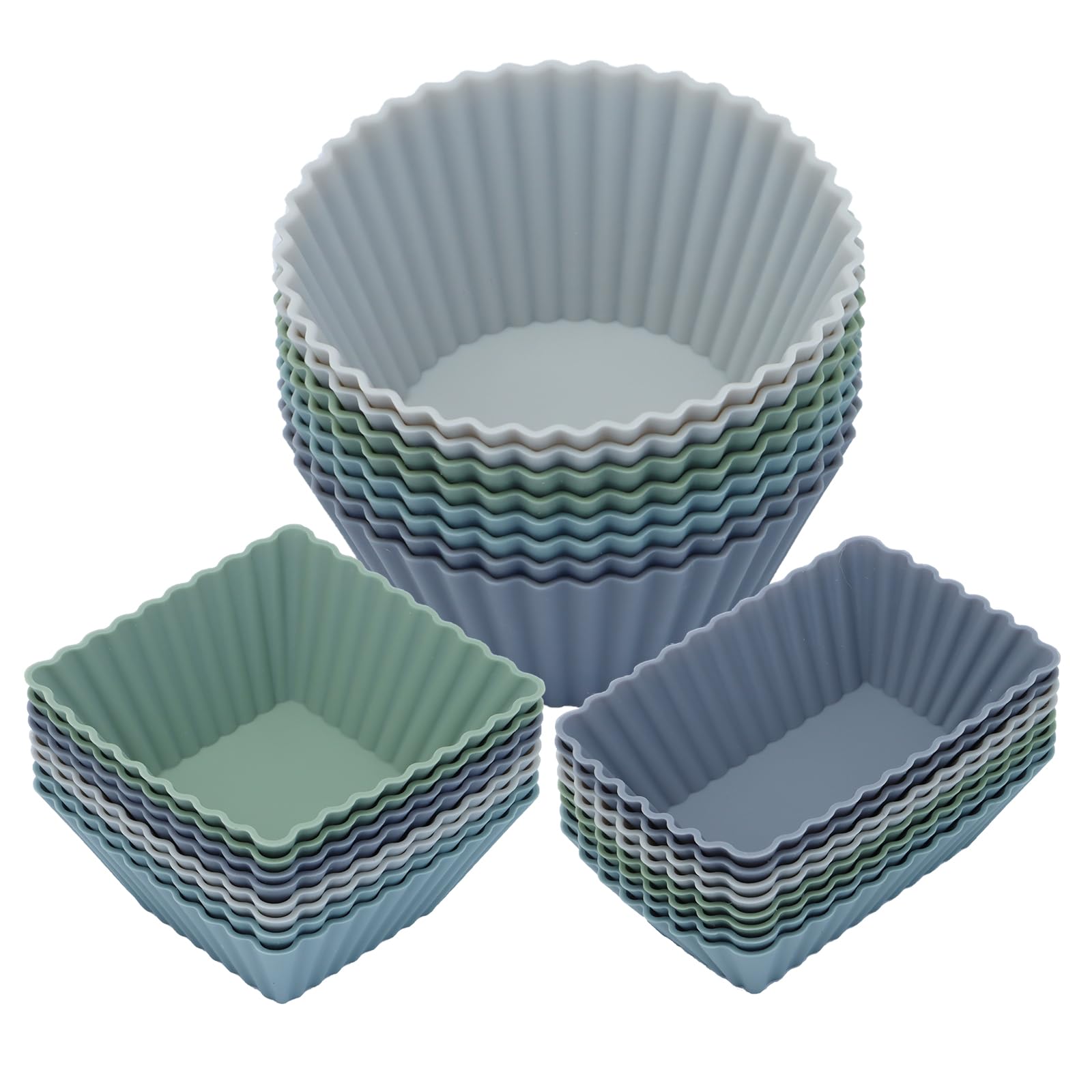 24Pack Silicone Muffin Baking Cups Cupcake Liners Lunch Box Bento Dividers