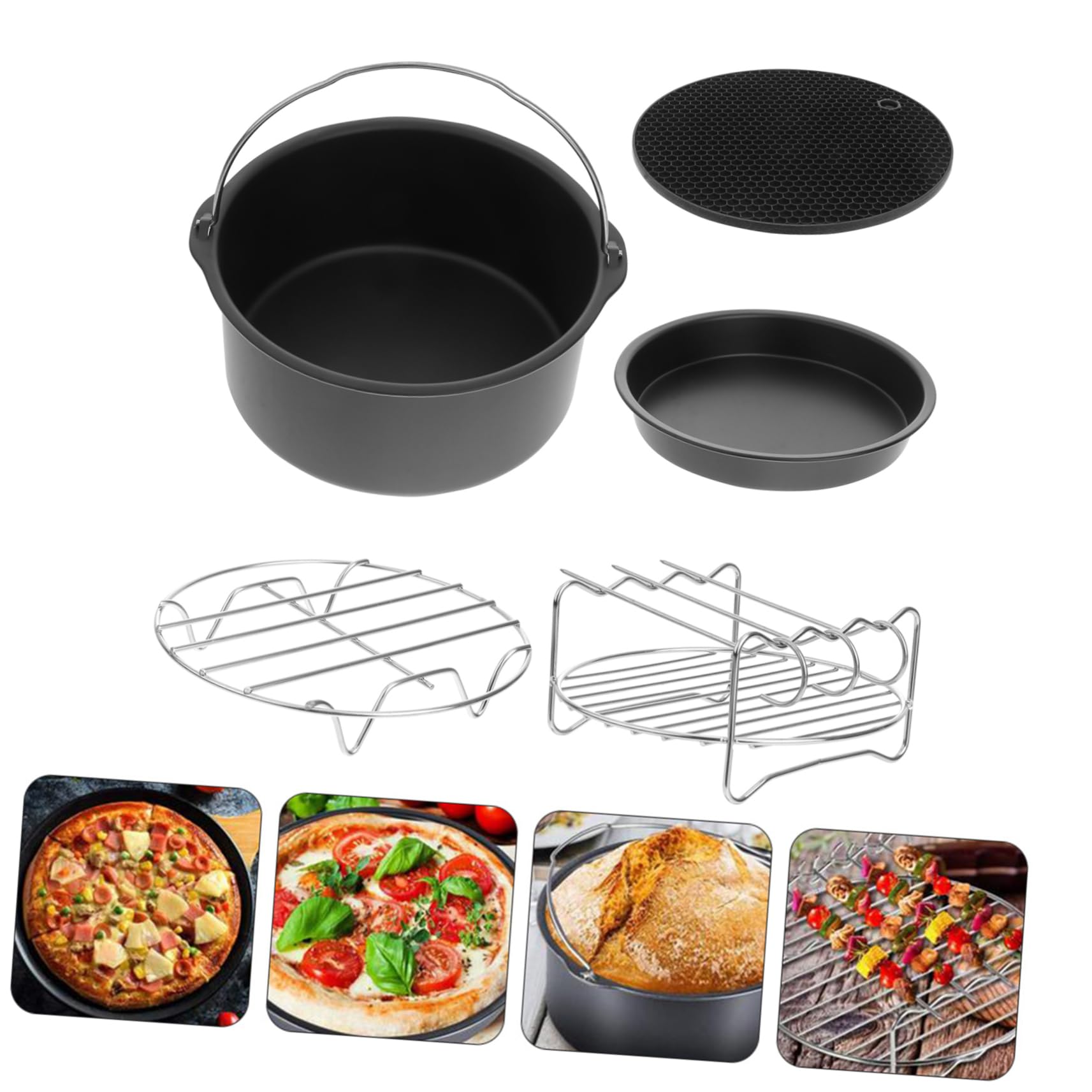 5-teiliges Kuchenbackset Edelstahl-bratpfanne Für Heißluftfritteuse Backutensilien Grillzubehör Lebensmittelecht Spülmaschinengeeignet
