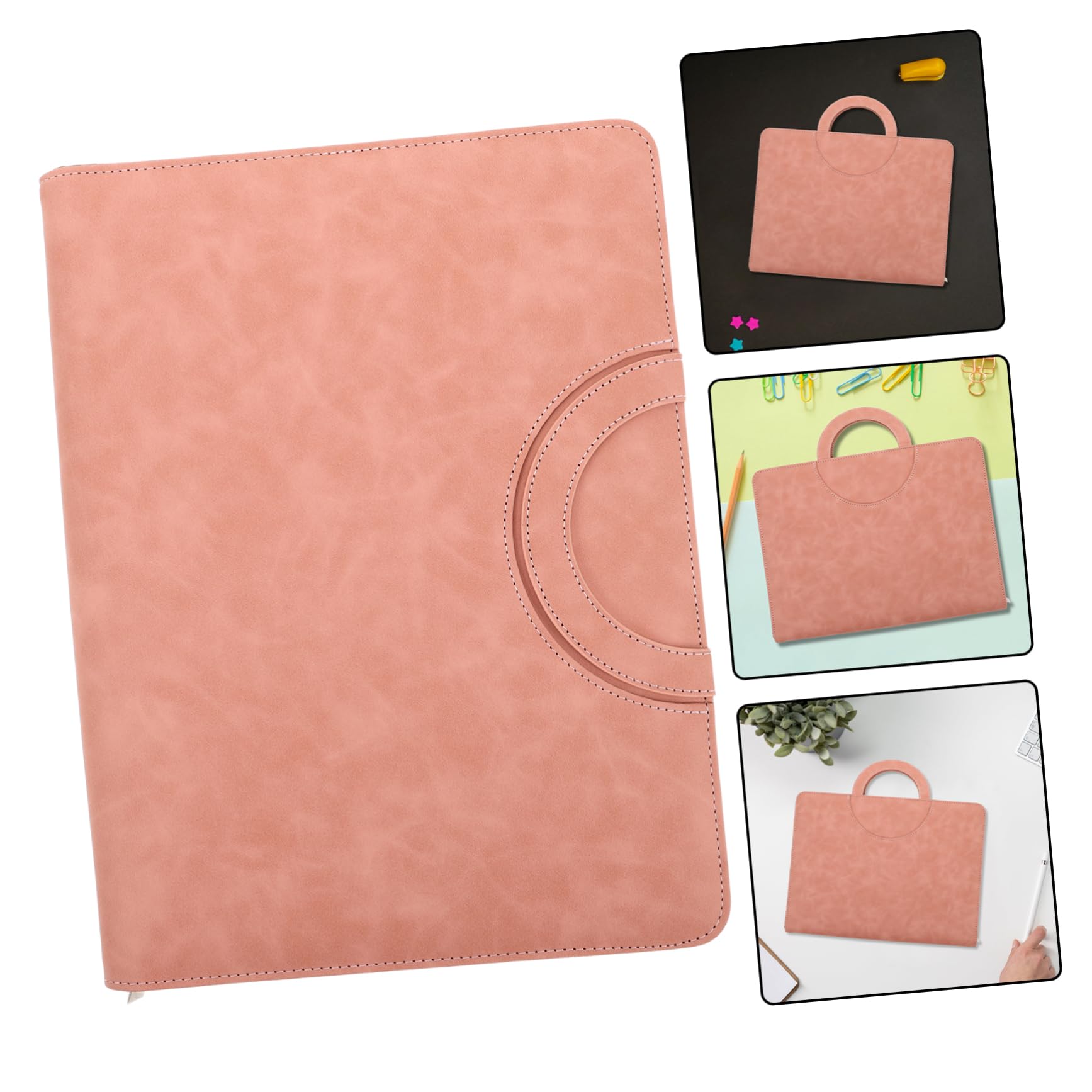 Cartellina Portadocumenti A4 Organizer Multifunzione in Pu con Cerniera Sicura Custodia Rosa per Viaggi e Spostamenti per Studenti e Professionisti