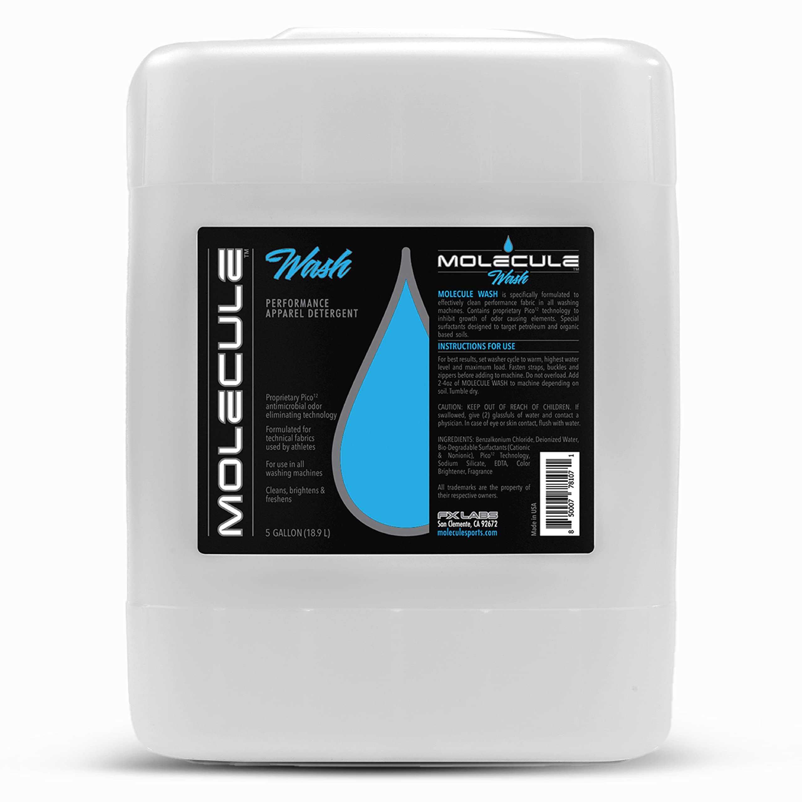 Molecule Wash Performance Apparel Detergent | 5 Gallon