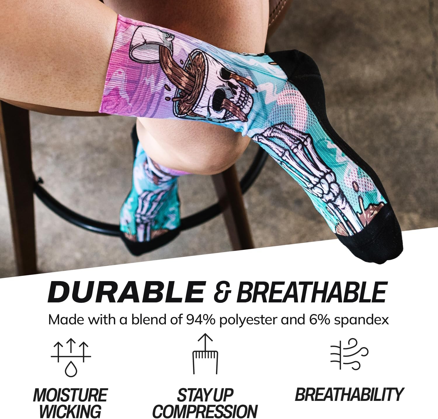 Outway Novelty Crew Socks for Men & Women, Breathable, Moisture-Wicking Athletic Calf Sock with Arch Support - Image 3