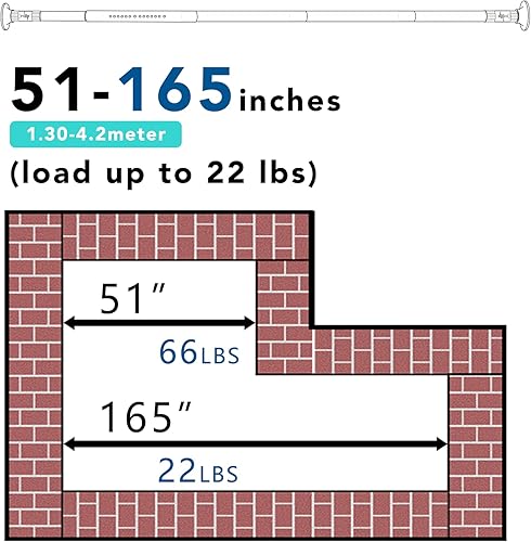 Miniatura 6 de Umimile Barra de cortina de tensión, 51-165 pulgadas, barra de cortina de tensión de resorte ajustable, barra de armario de acero inoxidable para