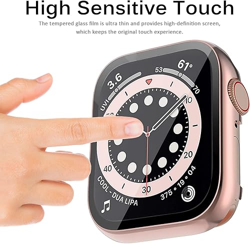 Miniatura 3 de Miimall Fundas de metal compatibles con Apple Watch de 1.575 pulgadas con protector de pantalla, carcasa de aluminio brillante HD de vidrio templado