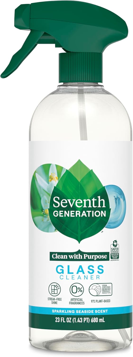 Seventh Generation Glass Cleaner, Sparkling Sea Scent, Streak-Free Shine, 23 Fl Oz
