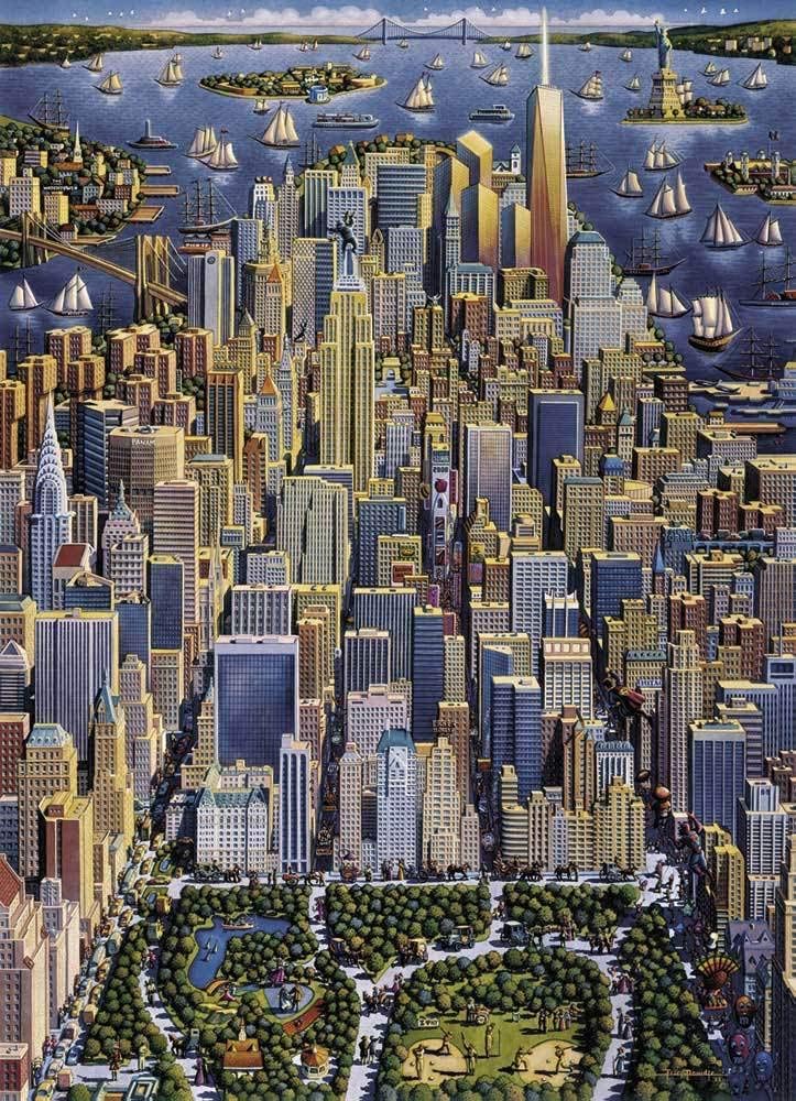 Dowdle Folk Art Made in USA New York City Cityscape 500 Piece Jigsaw Puzzle