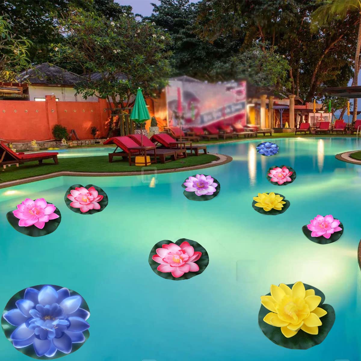 SXCXYG Fiori Artificiali Galleggianti Fiori Di Foglie Di Giglio Di - Foto 4