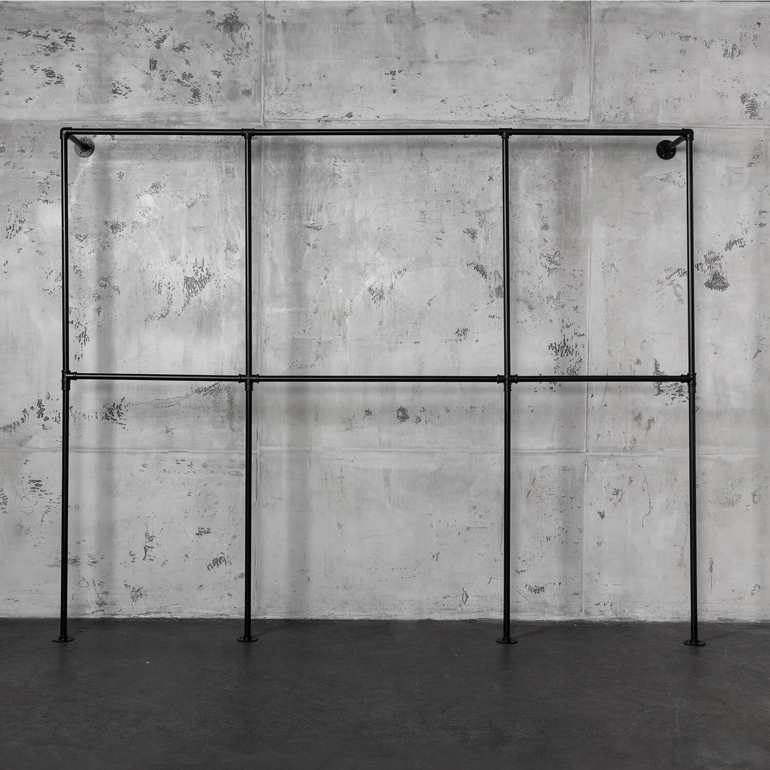 Portant à Vêtements Industriel LASSE I Argent - Dressing - Montage Mural - Design Industriel - Livraison Prête à Monter - France