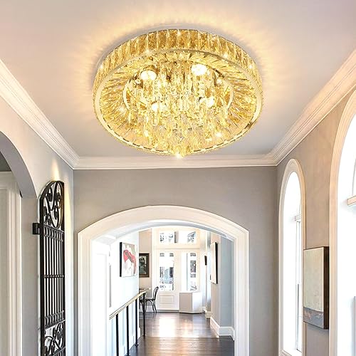 Miniatura 8 de Candelabros de cristal modernos para comedor, lámpara LED cerca del techo, lámpara de techo empotrada, lámpara regulable con control remoto para