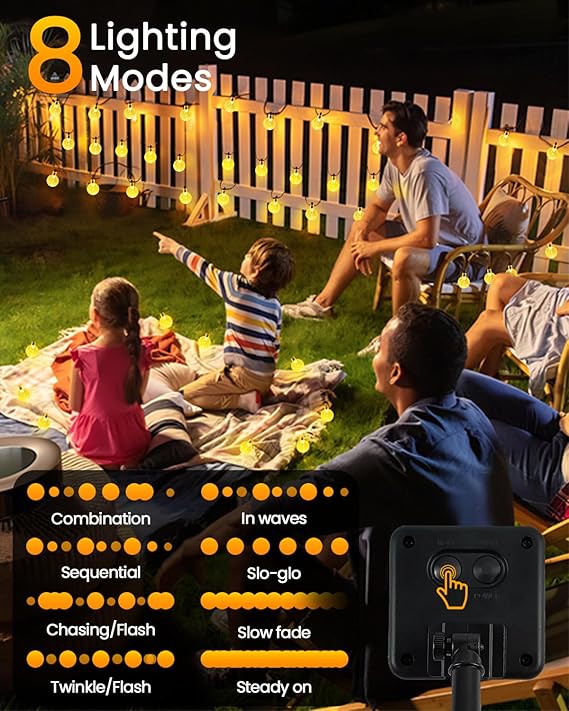 2-Pack 64FT 100 LED Crystal Globe Solar String Lights Outdoor, Waterproof Solar Lights for Outside, 8 Lighting Modes Patio Decorations for Garden Yard Wedding Porch Party Easter Tree (Warm White)