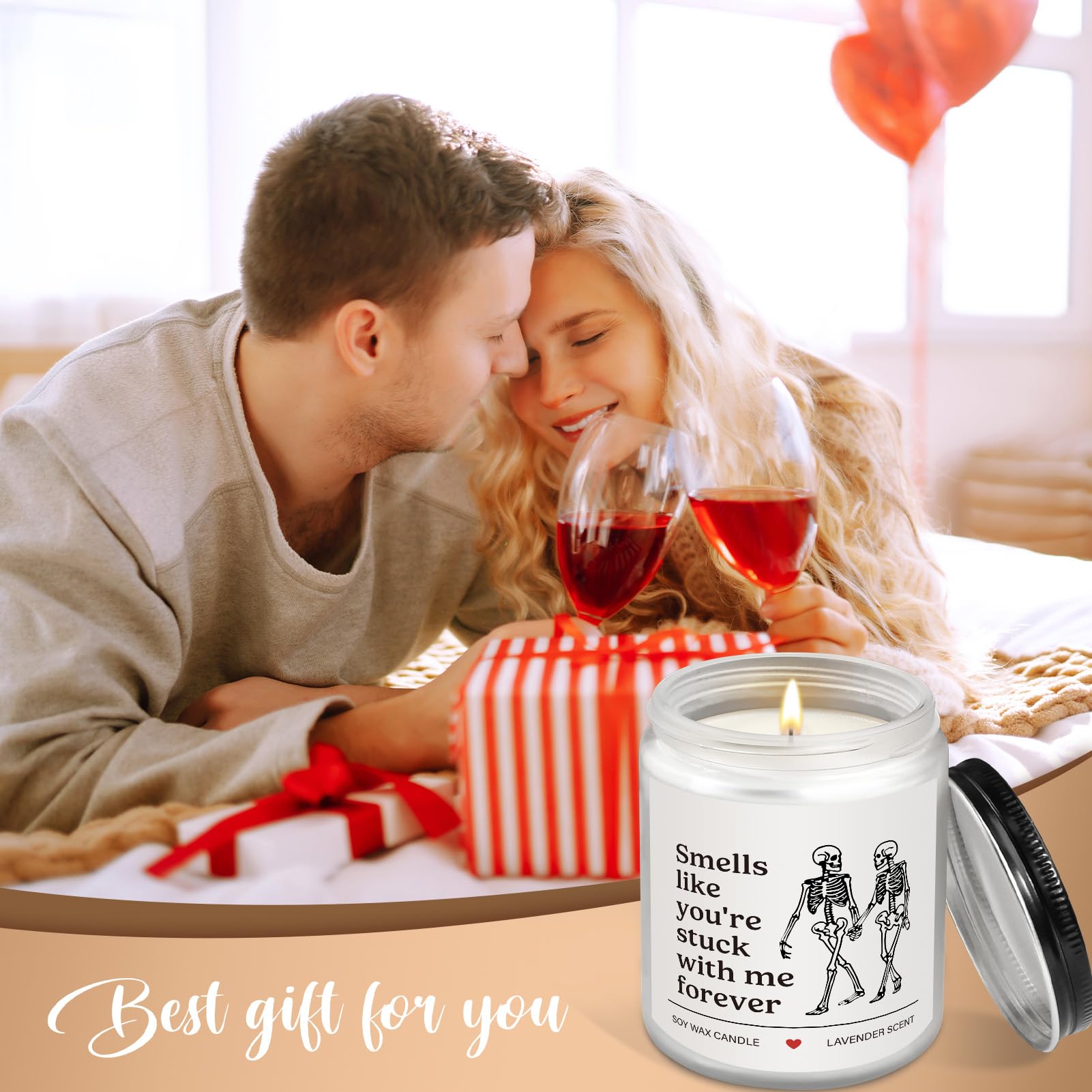 AceThrills Wife Gifts for Wife Birthday Gift Ideas, Girlfriend Birthday Gifts for Girlfriend, Anniversary Candle Gift for Women - 7 Oz Lavender Scented Candles (Stuck with Me Forever)