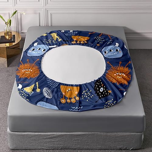 Miniatura 5 de AILONEN Juego de sábanas bajeras de monstruos tamaño individual, juego de sábanas con estampado de monstruos de dibujos animados, sábanas para