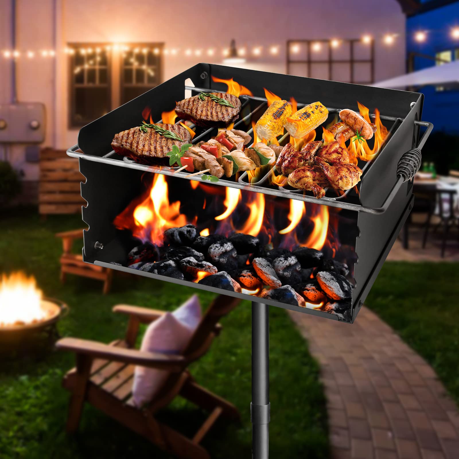 Amazon | KODOM 公園スタイル チャコールグリル 16x16x8インチ 高耐久