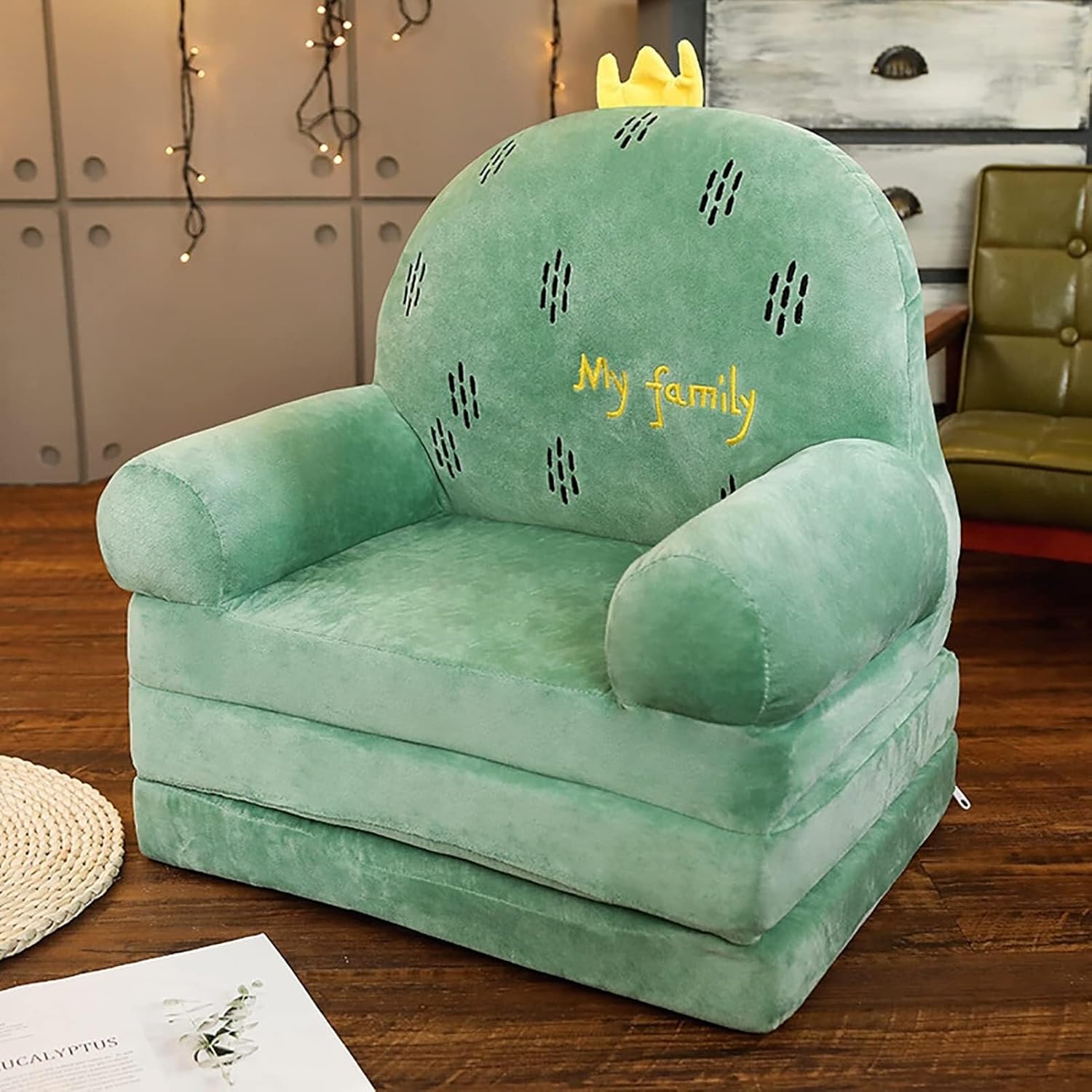 Foldable Plush Sofa Chair with Backrest Chair for Playroom or Nursery(N)