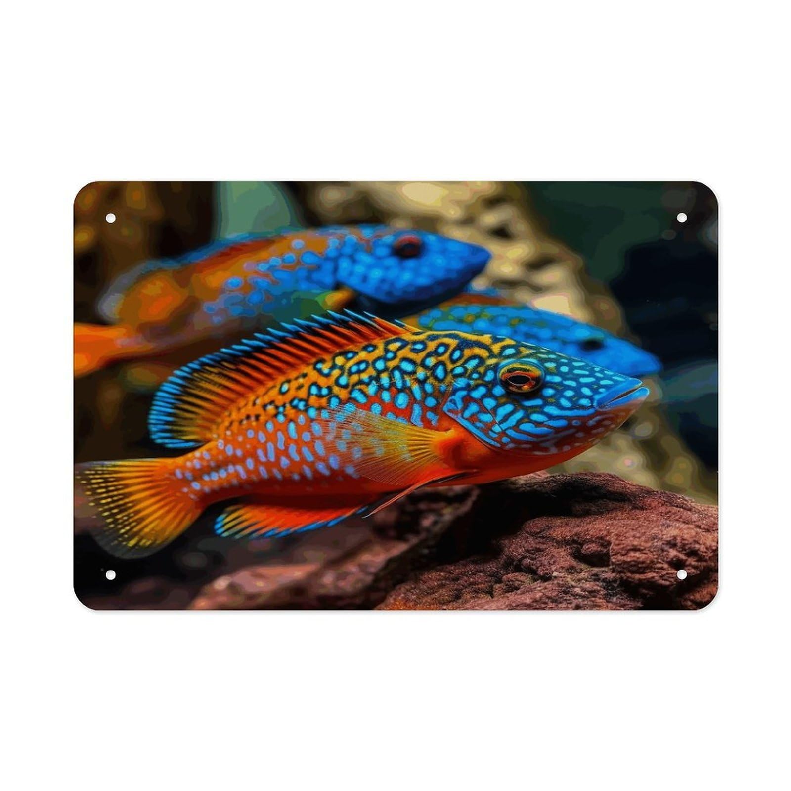 Fodpand Style Fish Swimming In The Water Wall Art Metal Signs Tin Sign