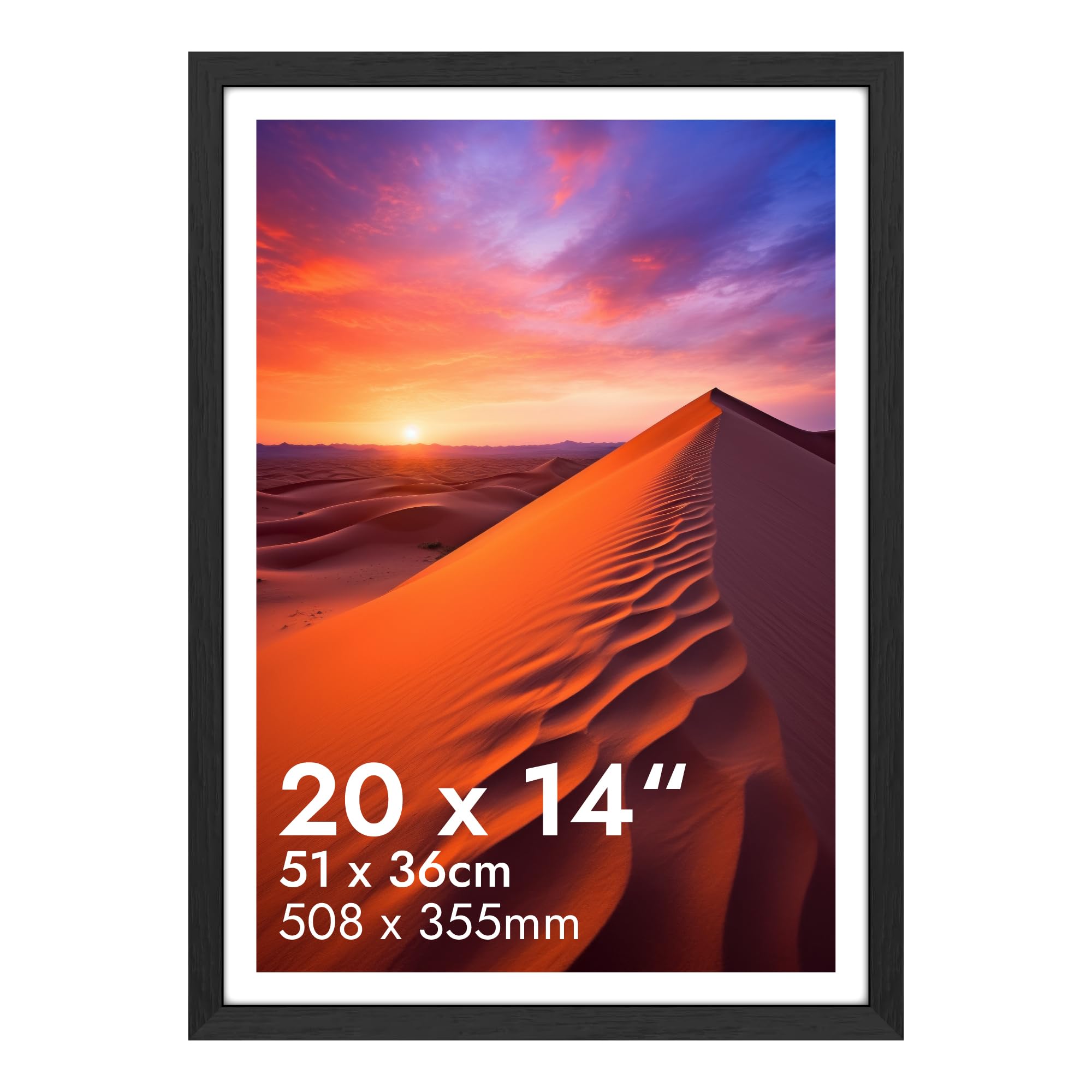 HNK Black Photo Frames 20x14 Inches Engineered Wood and Plexiglass, Photo Frame 51x36cm Dual Orientation Landscape or Portrait, Picture Frame 14x20 Wall Hanging Display Photos for Home, Office — image 1