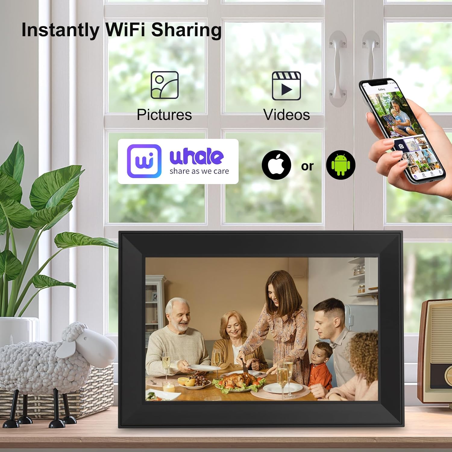 Digital Picture Frame,10.1Inch WiFi Digital Photo Frame Electronic Picture Frame with 1280x800 IPS Touch Screen,Auto-Rotate,Easy to use Load from Phone Share Pohto/Video is Best Gifts for Anyone