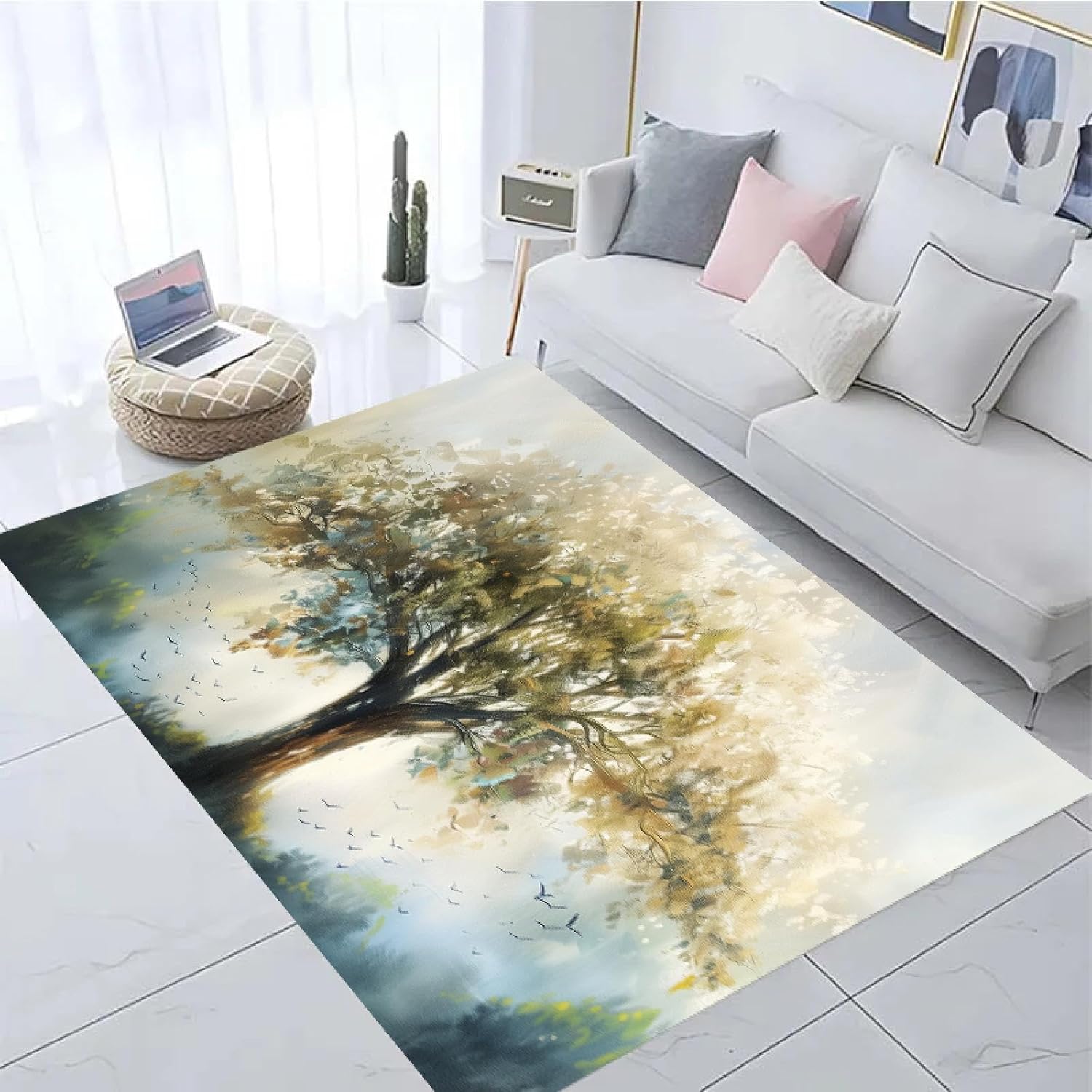 Colorful Abstract Tree Carpet for Kitchen Bathroom Entrance Non-Slip Rugs Living Room Balcony Bedroom Decor Floor Mat 120x180cm