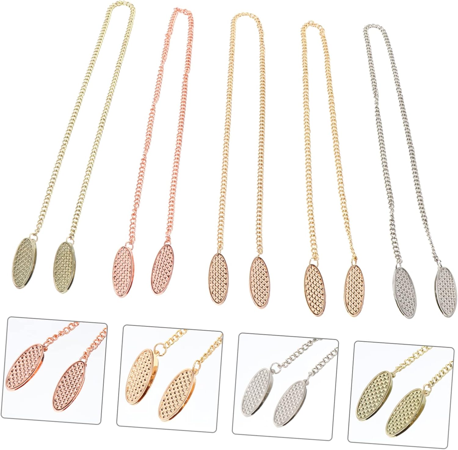 5pcs Napkin Clips with Chain Metal Napkin Holder for Dining Restaurant and Home Use Secure Bib Clips for Messy Foods Convenient Portable Design Random Color