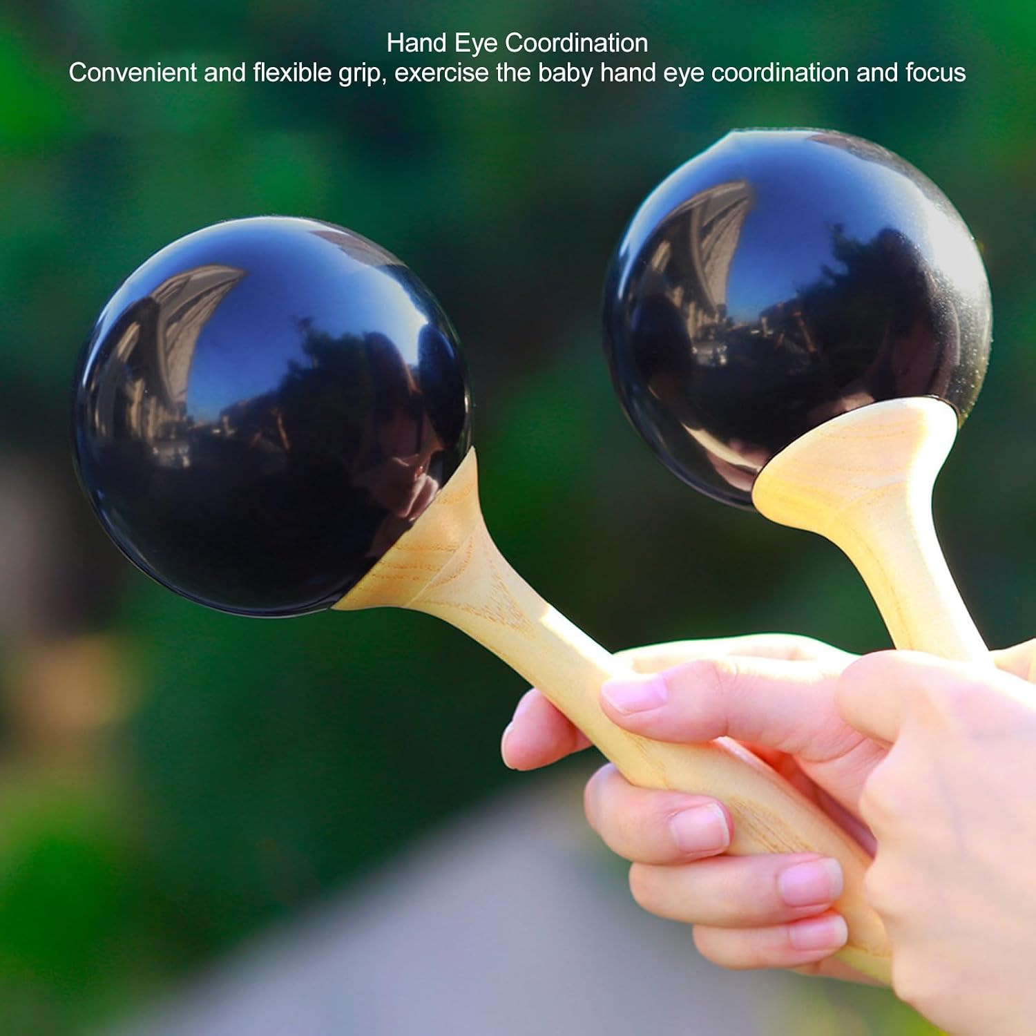 Pilipane 2PCS Sand Hammer Adult Maracas Shaker Wooden Handle Hand Percussion Instrument Toy for Party Concert Professional Musicians Kids Beech Wood ABS Iron Sand Particles 9.4 x 3.5 x
