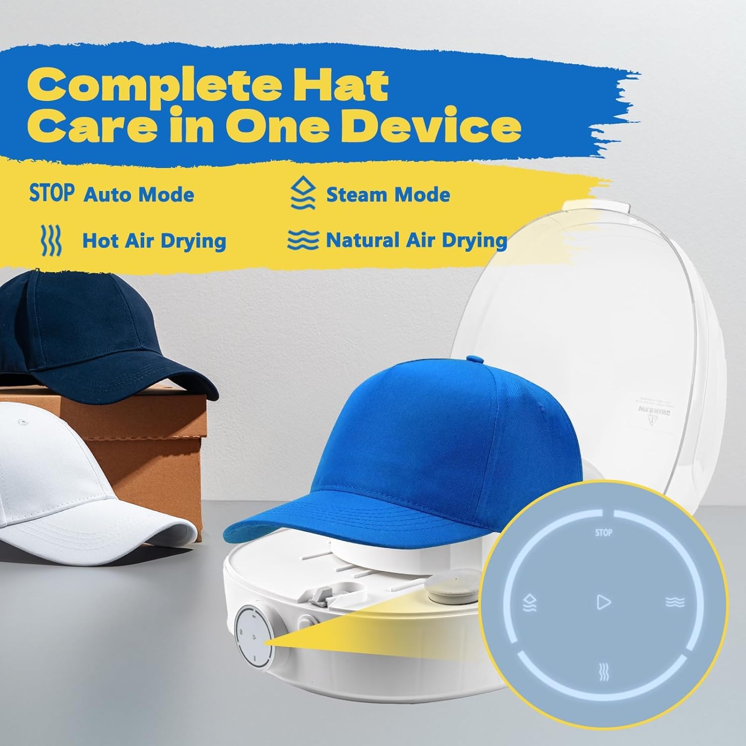 Hat Cleaner, Automatic Hat Steam Cleaner, Hat Shaper, All in One Hat Care Machine, Steam Cleaning & Ironing and Fast Drying for Baseball Caps, Bucket Hats, Felt Hats