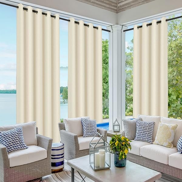 Outdoor Garden Tent with Blackout Curtain, Thermal Insulated Eyelet Curtains Waterproof Windproof UV Protection Beige - 3