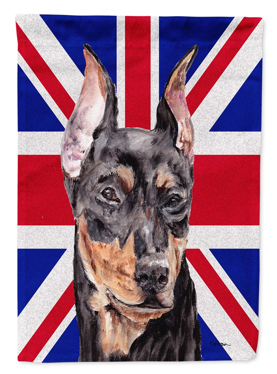 Drapeau de maison en toile Pinscher Allemand motif Union Jack haut de gamme SC9872CHF