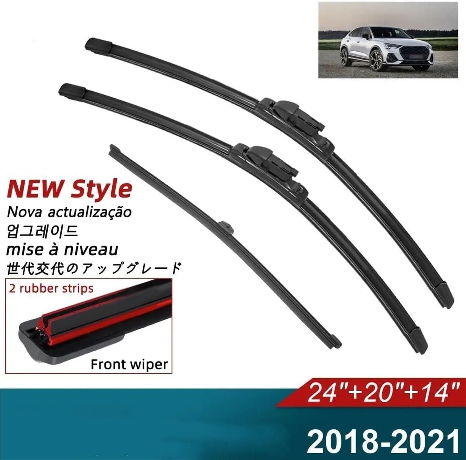 Juego de limpiaparabrisas Escobillas limpiaparabrisas de goma dobles para Q3 y para Sportback Limpiaparabrisas delantero.(6PCS)