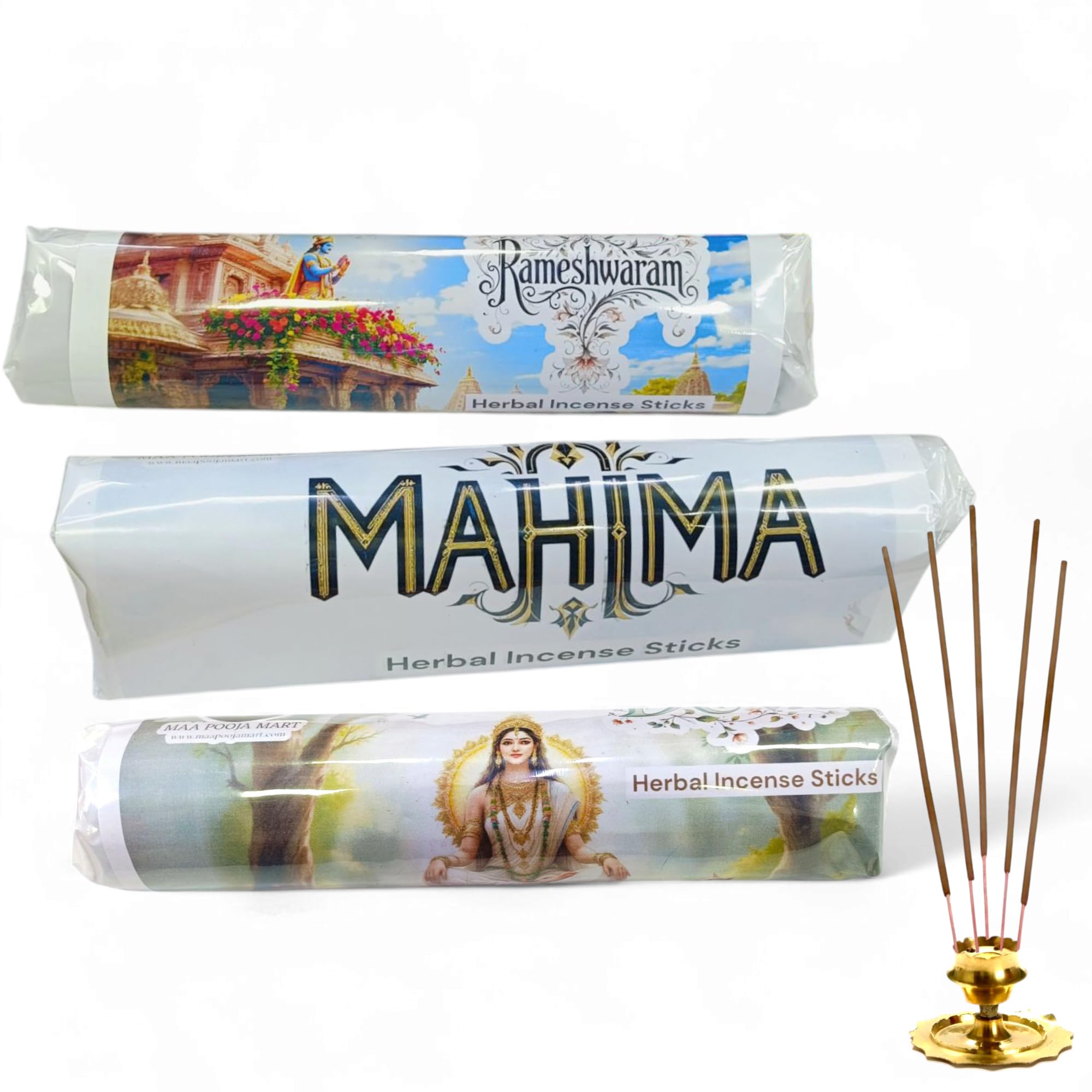 750g Herbal Incense Sticks Set, 250g Each Rameshwaram, Mahima and Devi Traditional Indian Fragrance, Udbatti, Maa Pooja Mart,AAA Agarbatti-image-13