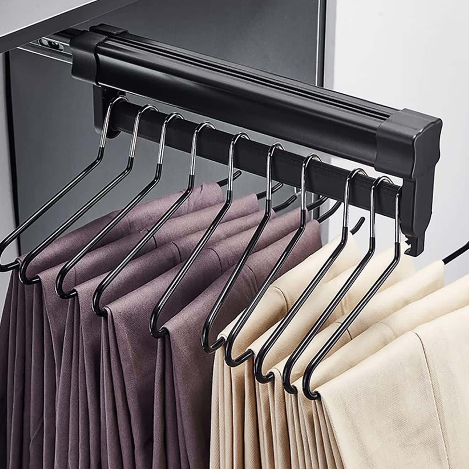 corner wardrobe， Closet Rod，Wardrobe Pull-Out Trousers Rack, Pant Hangers Rod Adjustable Clothes(510mm)