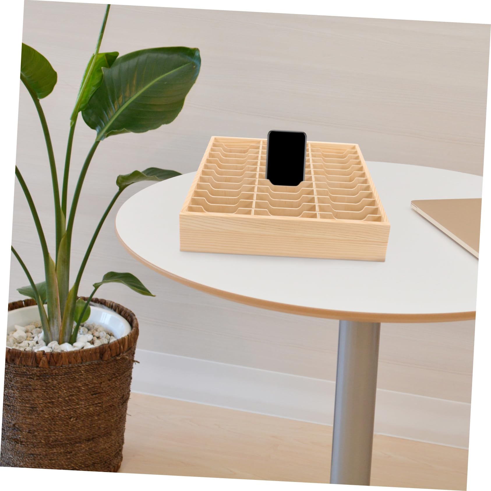 DOITOOL Soporte Múltiple Para Teléfono Celular Caja De Madera Para Escritorio 36 Compartimentos Almacenamiento Organizado Oficina Aula