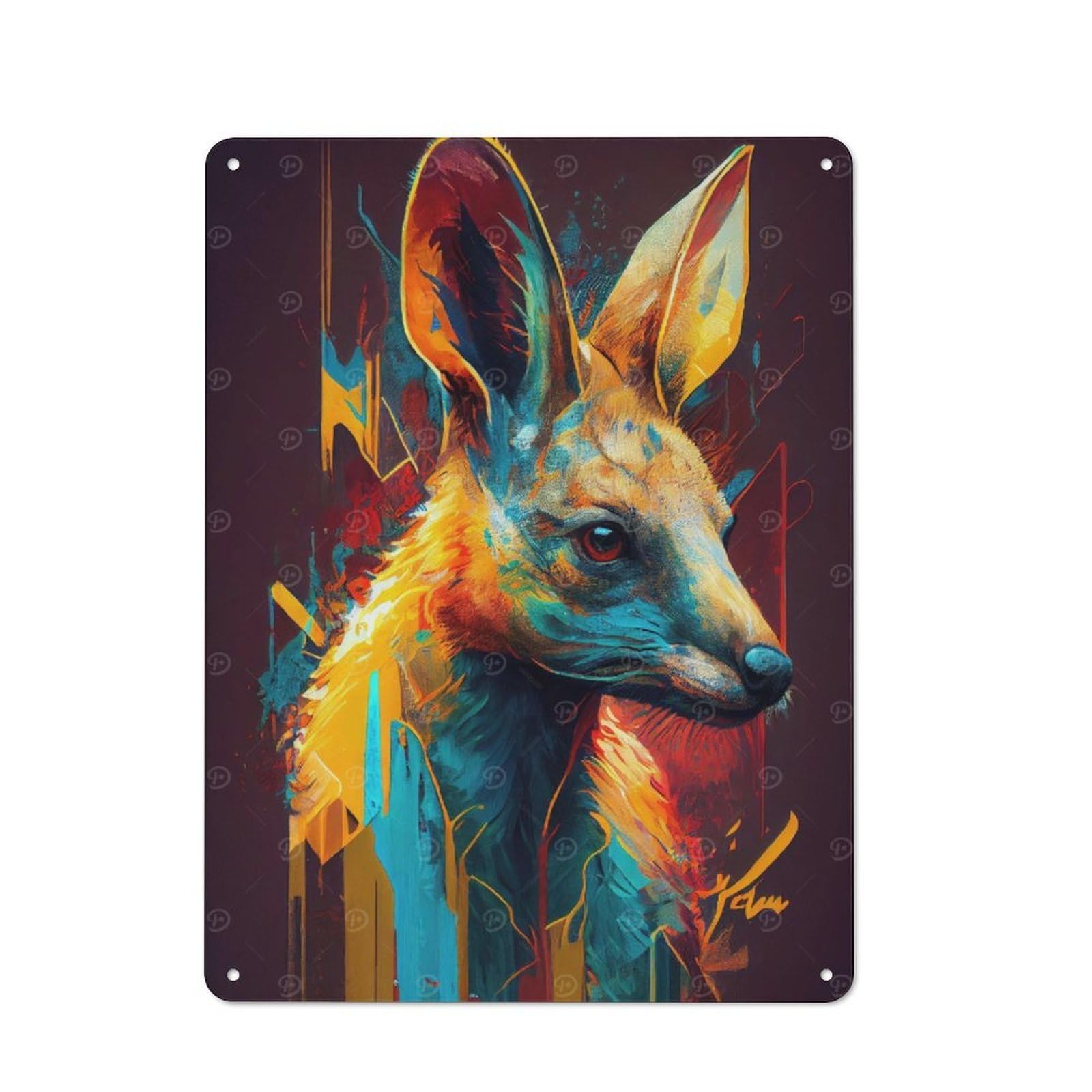 Junmoney The Protective Kangaroo Classic Metal Sign 40X30cm Featuring Bar Wall Plaque For Diner, Restaurant, Shed Or Kitchen