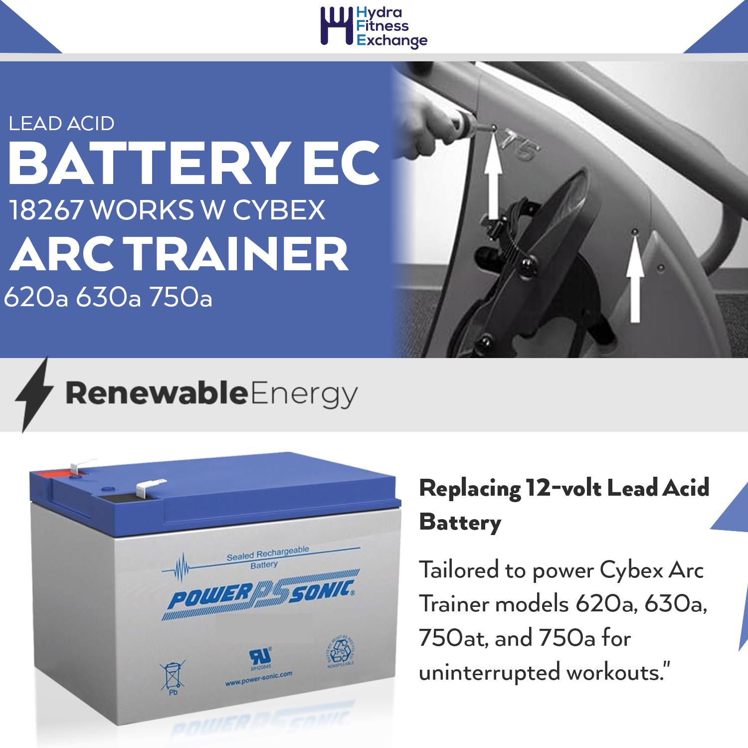 Nu Step Lead Acid Battery Works with Cybex Arc Trainer Elliptical Crosstrainer 620a 630a 750at 750a Sports & Outdoors