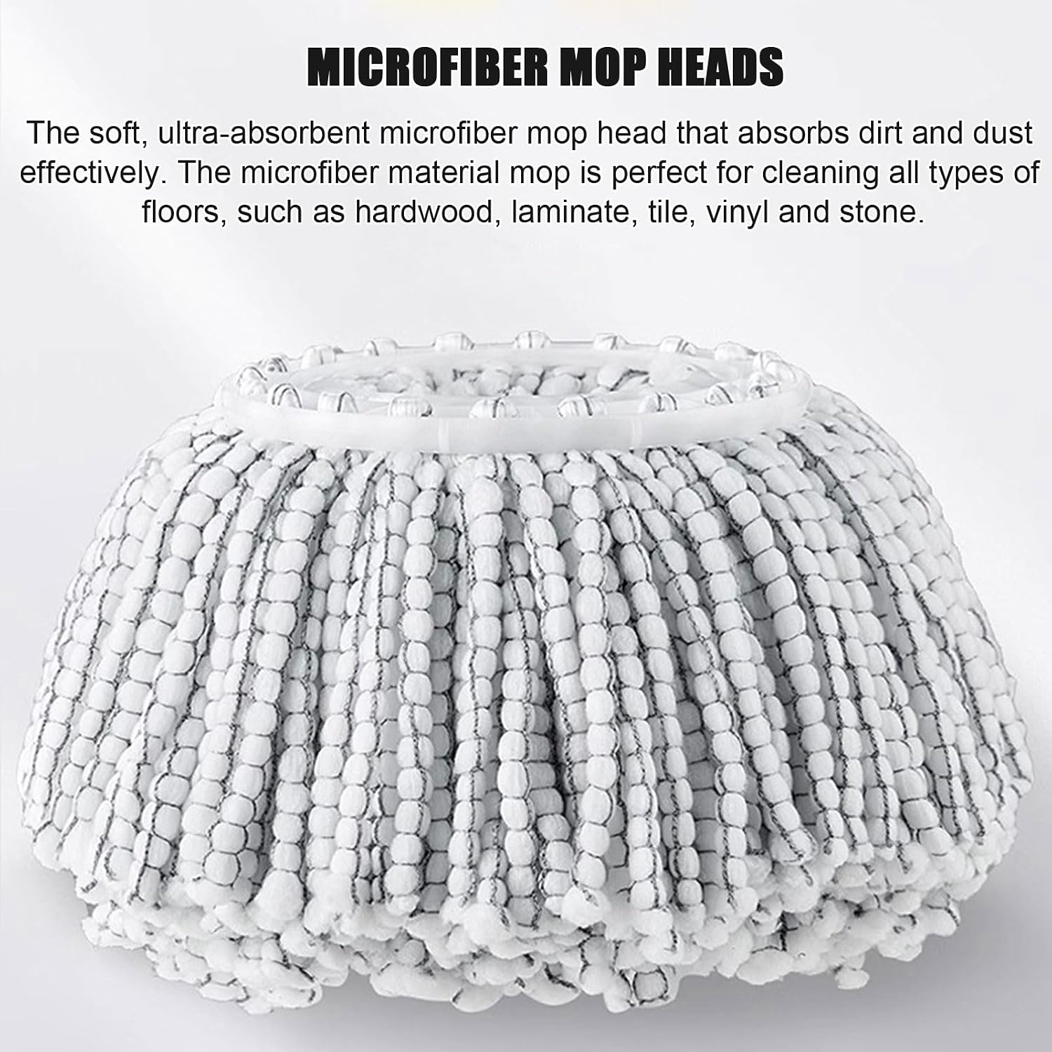 Spin Mop and Bucket Set for Home - Self-Wringing Floor Cleaning System - Extra 5PC Washable Microfiber Mop Heads Refills for Floor Cleaning of Hardwood, Wood, Laminate, Tile