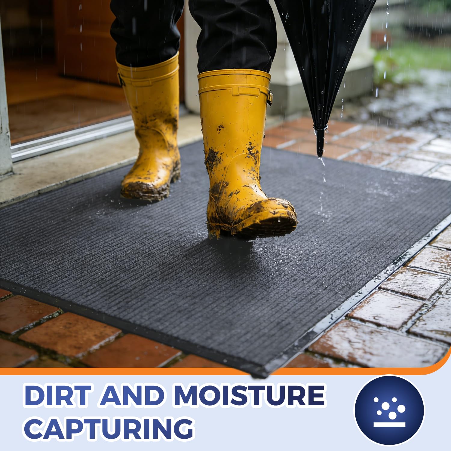 Commercial Floor Mat, 3 x 5 FT Extra Large Door Mat, Indoor/Outdoor Entrance Mat, Commercial Rug with Water & Stain Proof, Easy to Clean, Low-Profile, Heavy Duty Rubber Mat, Charcoal Grey — Amazon image 2