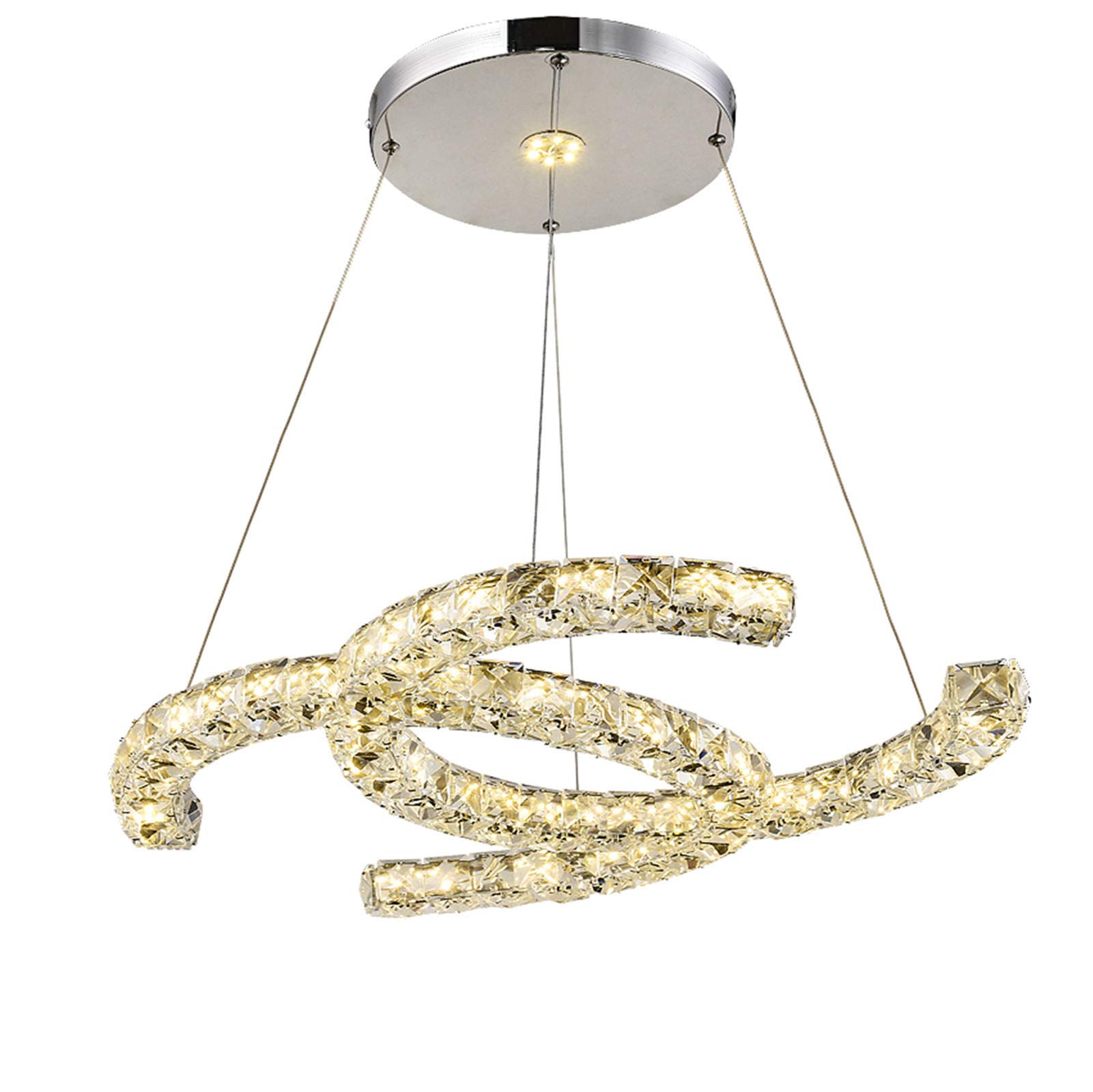 KXEcoLife Fashion Creative LED Crystal Chandelier,LED Simple Modern Chandelier,Living Room Dining Bedroom Balcony Cloakroom Clothing Store Lights-Silver tricolor light 100 * 62cm