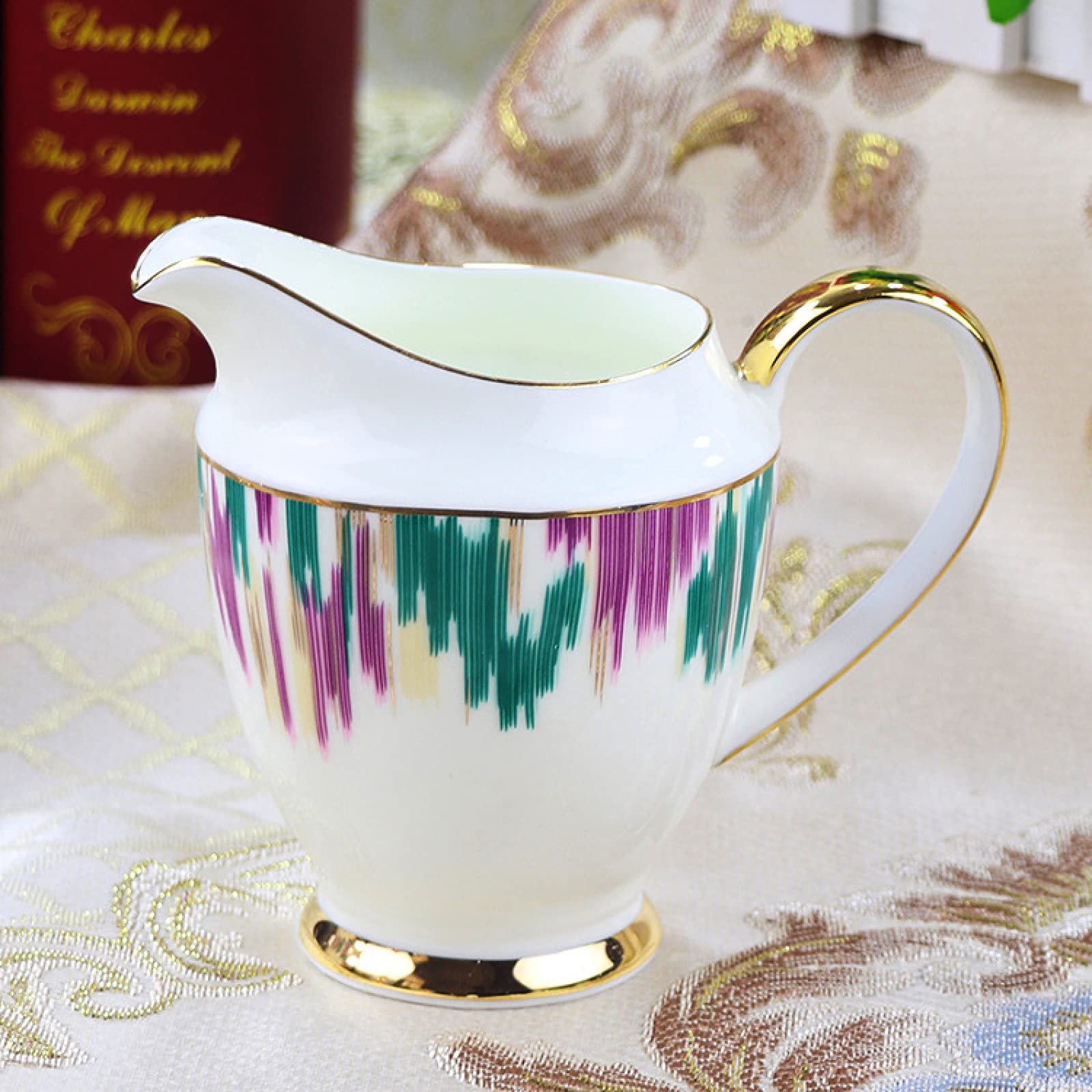 Porcelanowy zestaw do popołudniowej herbaty dla 4 osób, filiżanka z porcelany kostnej i spodek, serwis do kawy z dzbankiem na mleko i cukiernicą, prezent ślubny