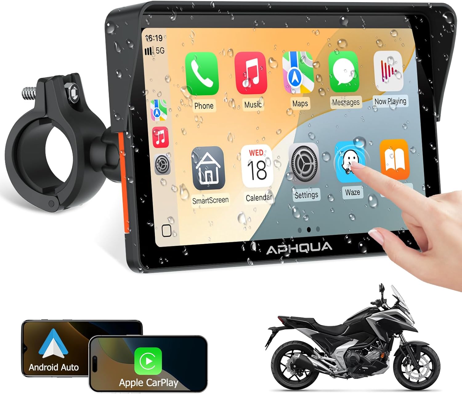 722 7-Inch Motorcycle GPS Navigation System with Apple CarPlay & Android Auto, Waterproof Touchscreen, Bluetooth, IP67 Waterproof for Motorbike, Support Siri & Google Assistant 722 7-Inch Motorcycle GPS Navigation System with Apple CarPlay & Android Auto, Waterproof Touchscreen, Bluetooth, IP67 Waterproof for Motorbike, Support Siri & Google Assistant