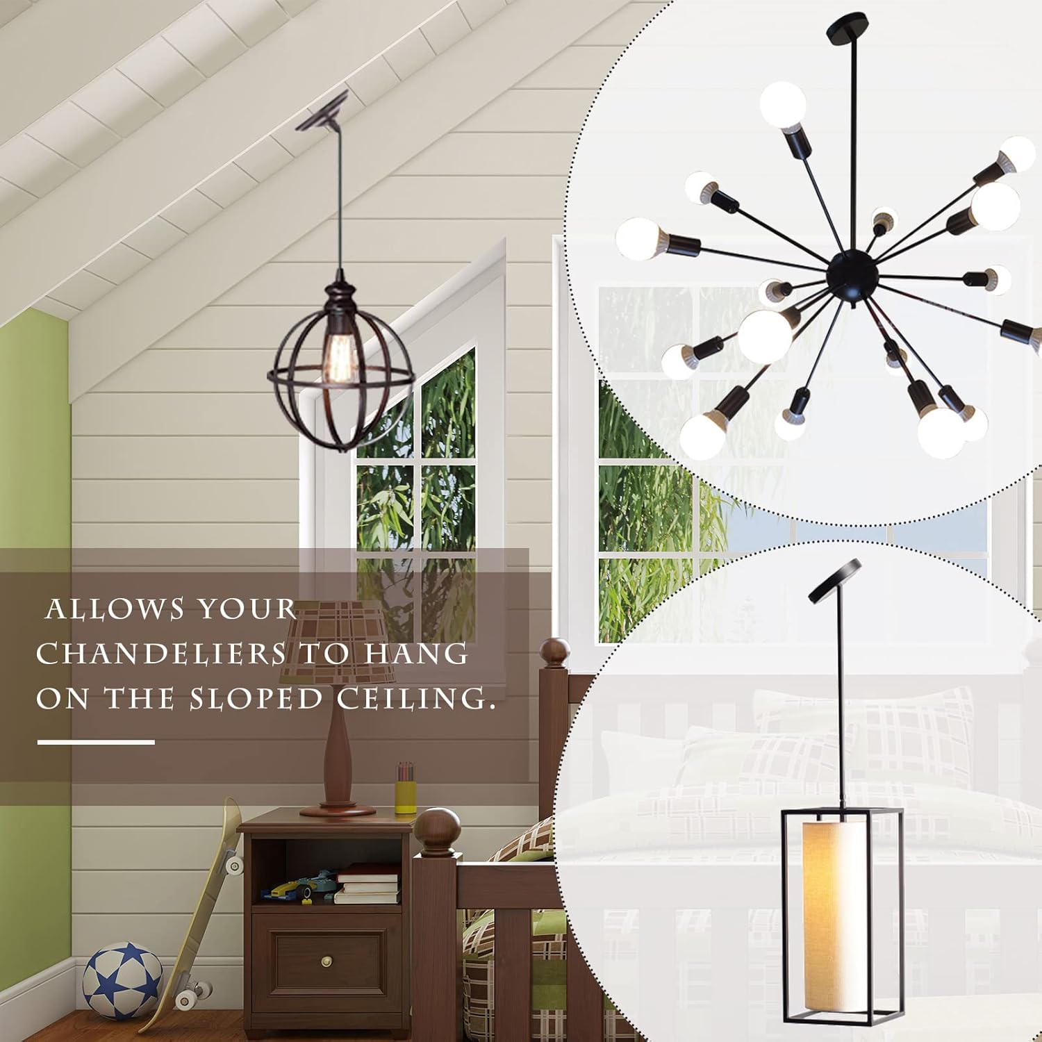 Buy Sloped Ceiling Adapter Kits Threaded Extension Rod Lighting Fixture Downrods and Stems with