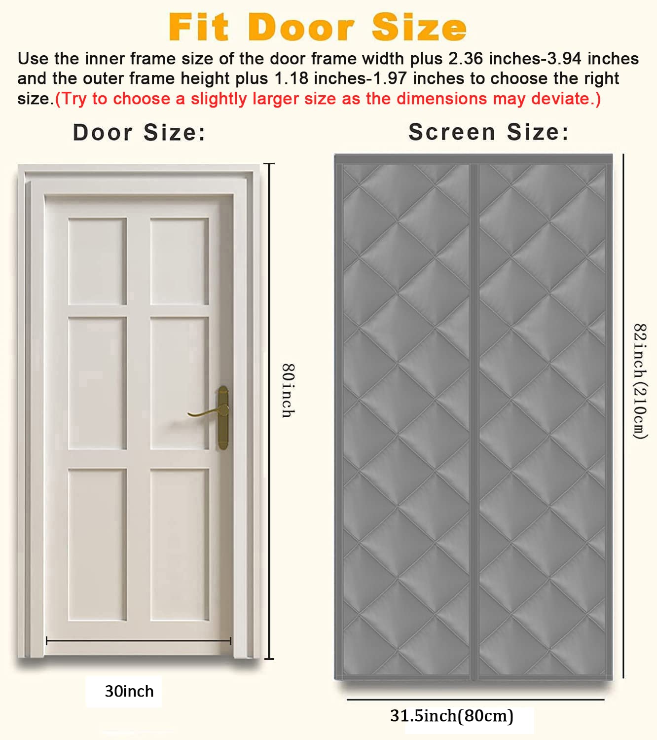 Tenda per Porta Isolante Termico e Acustico, Magnetica Autoassorbente, Anti Freddo per Cucina e Casa, Zanzariera, Nessuna Perforazione Necessaria (Grigio, 80 x 210)