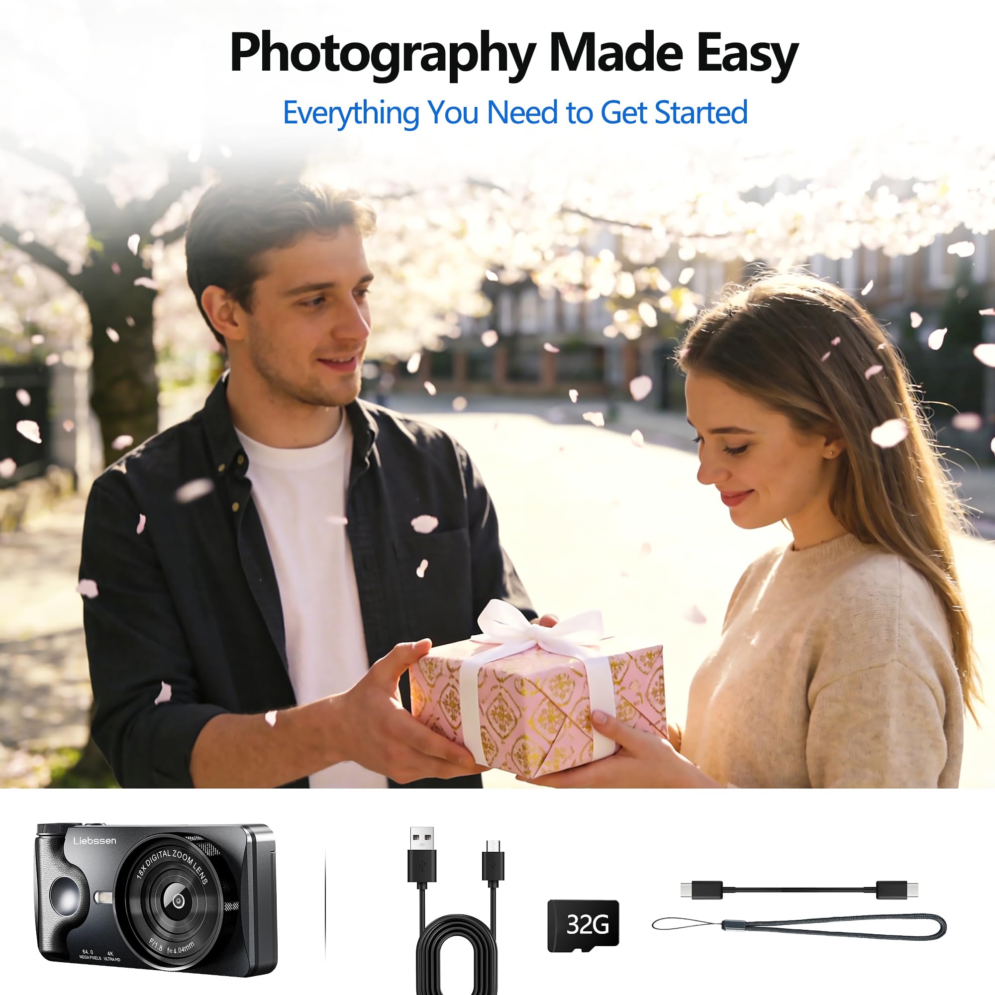 Fotocamera Digitale 4K 64MP Autofocus Ribaltabile 3,0" 180° Ricaricabile Portatile per Foto&Vlog, Time Lapse, Slow Motion&20 Filtri 2000mAh 32GB, per Creator Social, Bambini e Principianti (Nero)