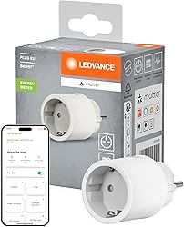 LEDVANCE SMART+ Indoor Plug, Smarte Steckdose mit Matter over WiFi, zur Einbindung konventioneller Geräte ins Smart Home, kompatibel mit Alexa, Google & Apple, misst&spart Stromverbrauch, weiss,1-Pack